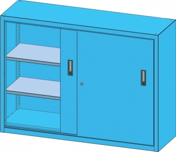 Schiebetür-Materialschrank 1044 mm breit, 1000 mm hoch, Vollblech