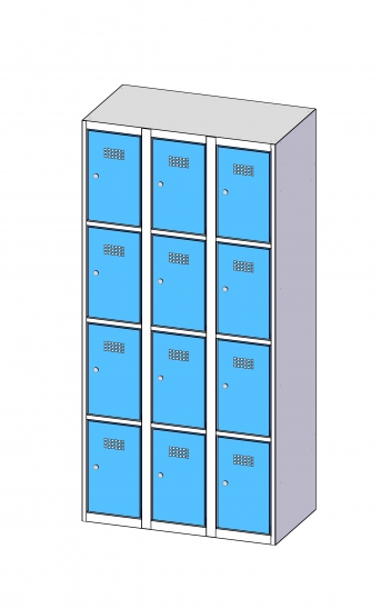 Fächerschrank / Schließfachschrank mit 3 x 4 Türen