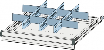 Trennwandset 12 Fächer 75  mm Schublade