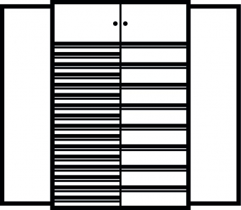 Kombi-Flügeltürenschrank 1950x1200x500 mm mit 24 Schubladen, 2  Schließfächern