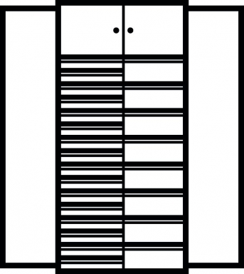 Kombi-Flügeltürenschrank 1950x950x500 mm mit 24 Schubladen, 2  Schließfächern