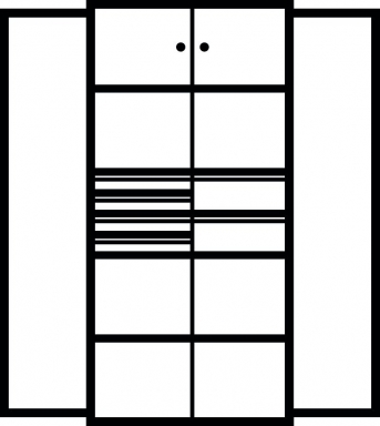 Kombi-Flügeltürenschrank 1950x950x500 mm mit 2 Böden, 6 Schubladen, 2 Schließfachern