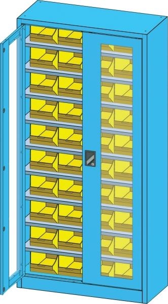 Flügeltürschrank mit Sichtfenstertüren